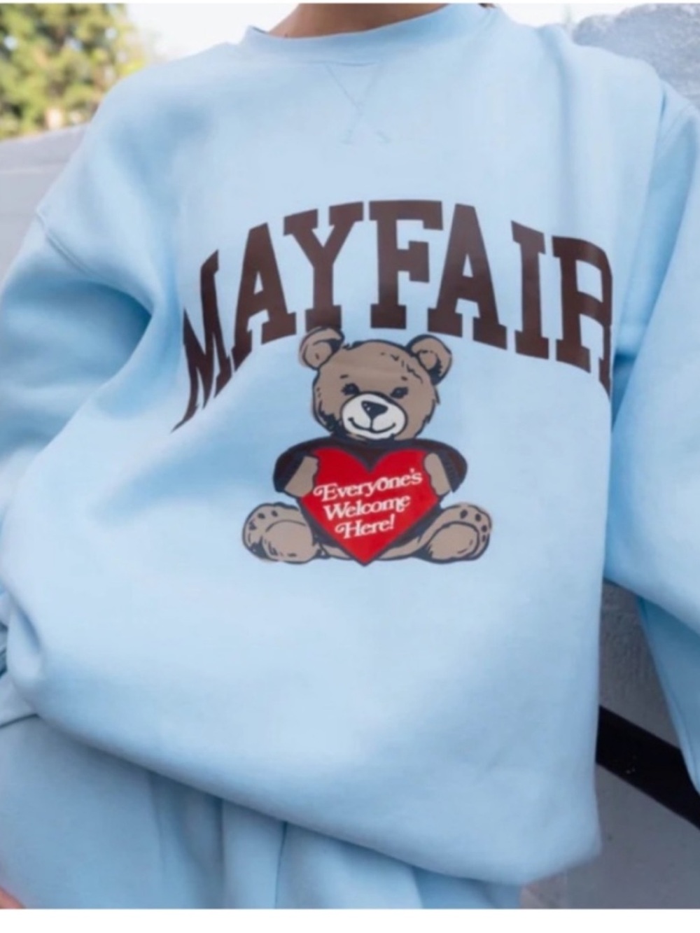 THE MAYFAIR GROUP Bear Graphic crewneck Sweatshirt‎ size L/XL cozy comfy Revolve